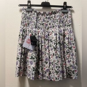 Celebrity Pink Junior’s Lined Floral Smocked Y2K Trendy Skirt, Sz L, Purple Rose